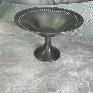 Vintage Towle Pewter pedestal dish with reticulated rim. Art Deco